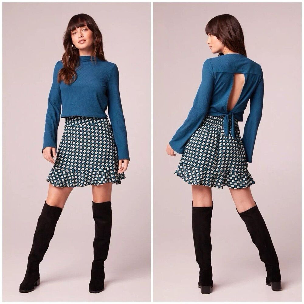 Band Of The Free Colette Teal Diamond Mini Skirt Size XS